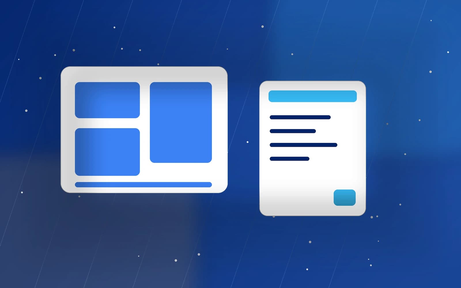 Blue Aphamea visual showing multilingual desktop publishing layouts